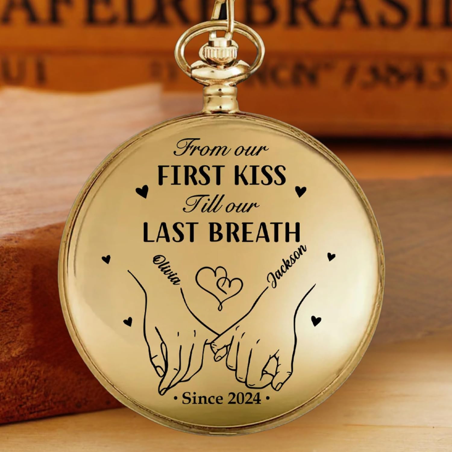 from First Kiss to Last Breath - Personalized Pocket Watch - to My Husband Pocket Watch - AnniversaryGift for Husband - 15 Year AnniversaryGifts for Him - I Love You Gifts for Him