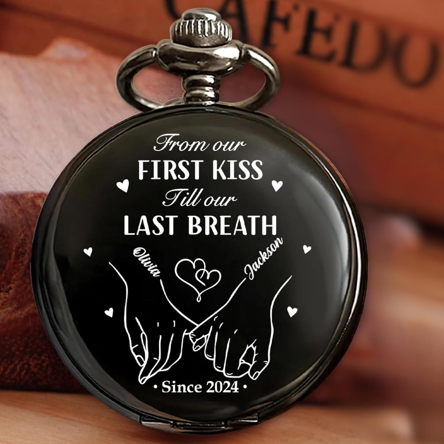 from First Kiss to Last Breath - Personalized Pocket Watch - to My Husband Pocket Watch - AnniversaryGift for Husband - 15 Year AnniversaryGifts for Him - I Love You Gifts for Him
