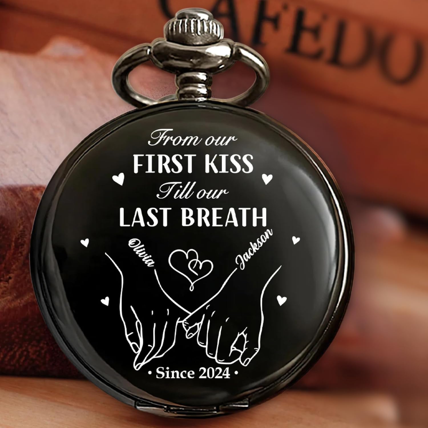 from First Kiss to Last Breath - Personalized Pocket Watch - to My Husband Pocket Watch - AnniversaryGift for Husband - 15 Year AnniversaryGifts for Him - I Love You Gifts for Him