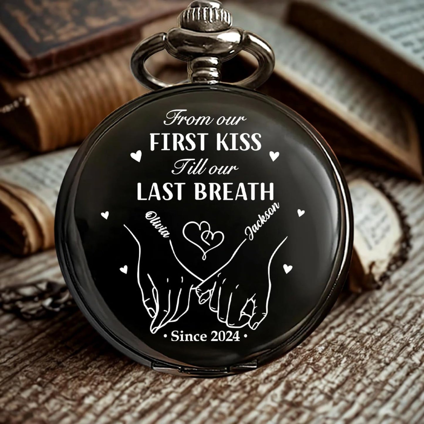 from First Kiss to Last Breath - Personalized Pocket Watch - to My Husband Pocket Watch - AnniversaryGift for Husband - 15 Year AnniversaryGifts for Him - I Love You Gifts for Him