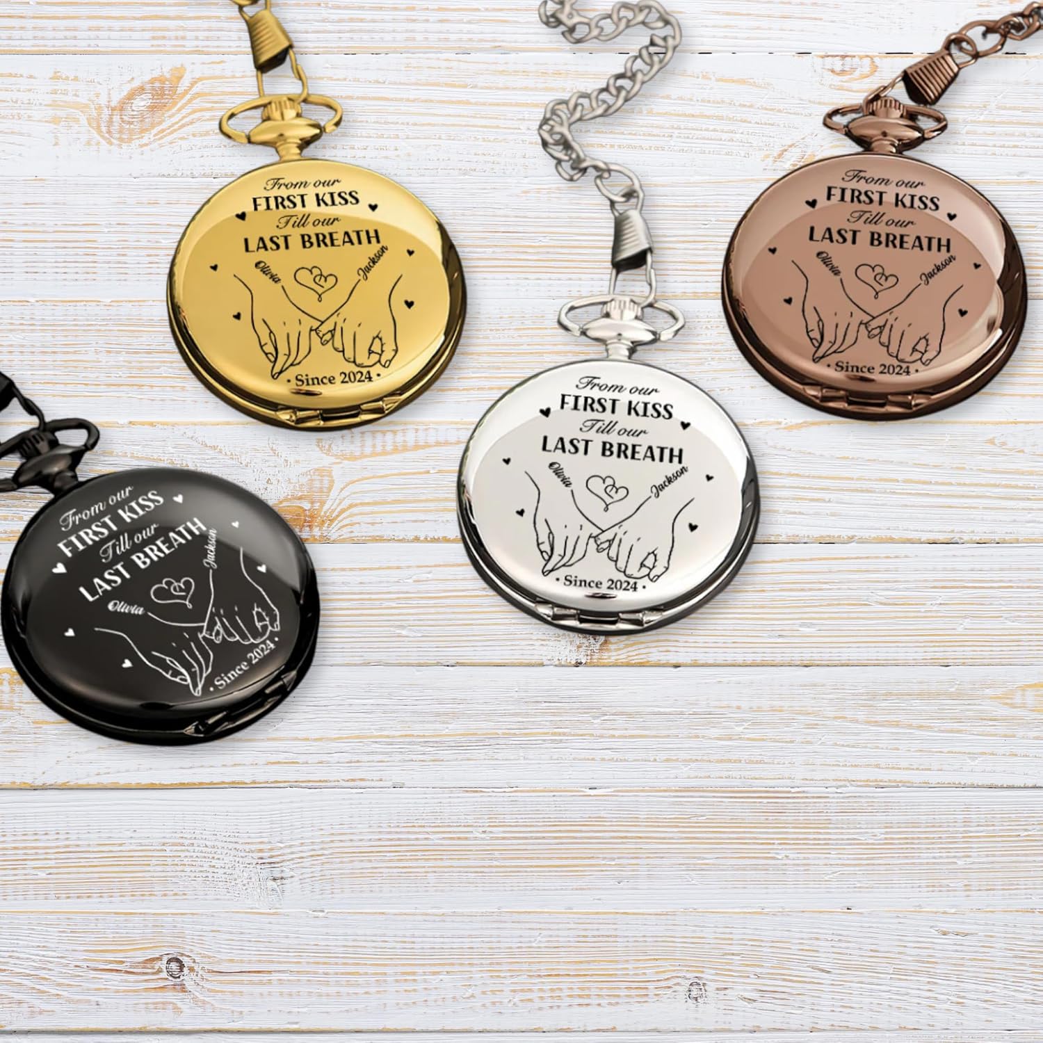 from First Kiss to Last Breath - Personalized Pocket Watch - to My Husband Pocket Watch - AnniversaryGift for Husband - 15 Year AnniversaryGifts for Him - I Love You Gifts for Him